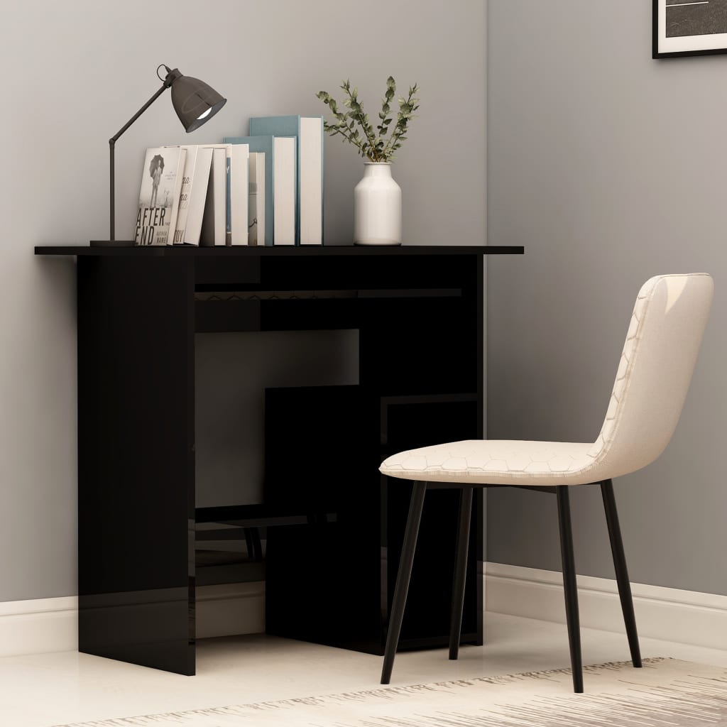 vidaXL Desk High Gloss Black 80x45x74 cm Engineered Wood