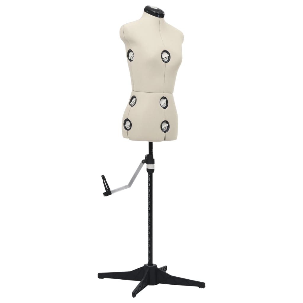vidaXL Adjustable Dress Form Female Cream S Size 33-40
