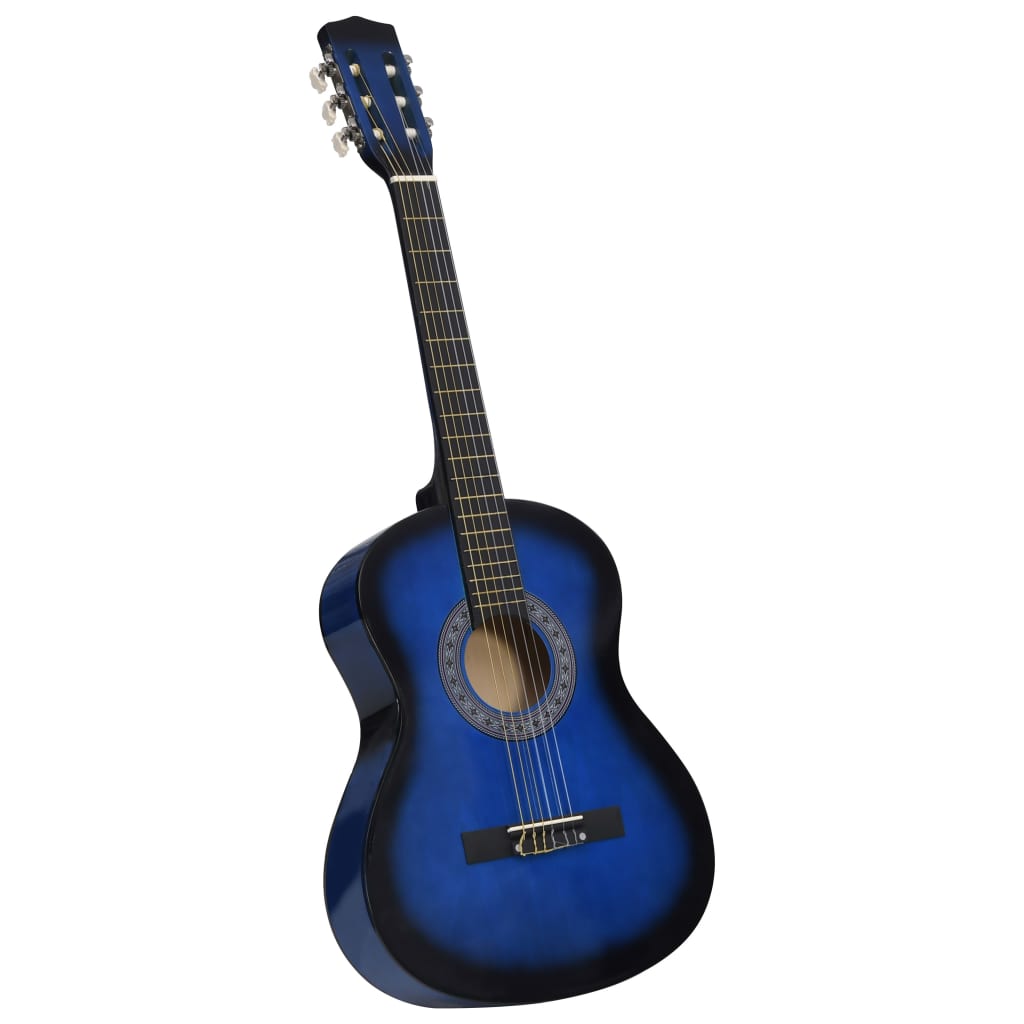 vidaXL Classical Guitar for Beginner and Kids Blue 3/4 36"