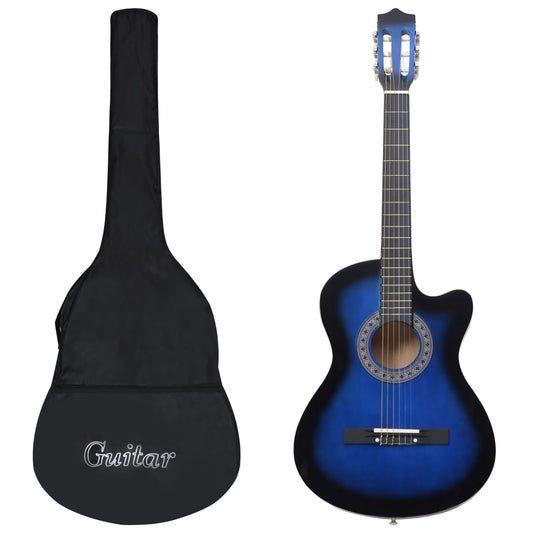 vidaXL 12 Piece Western Classical Guitar Set with 6 Strings Blue 38