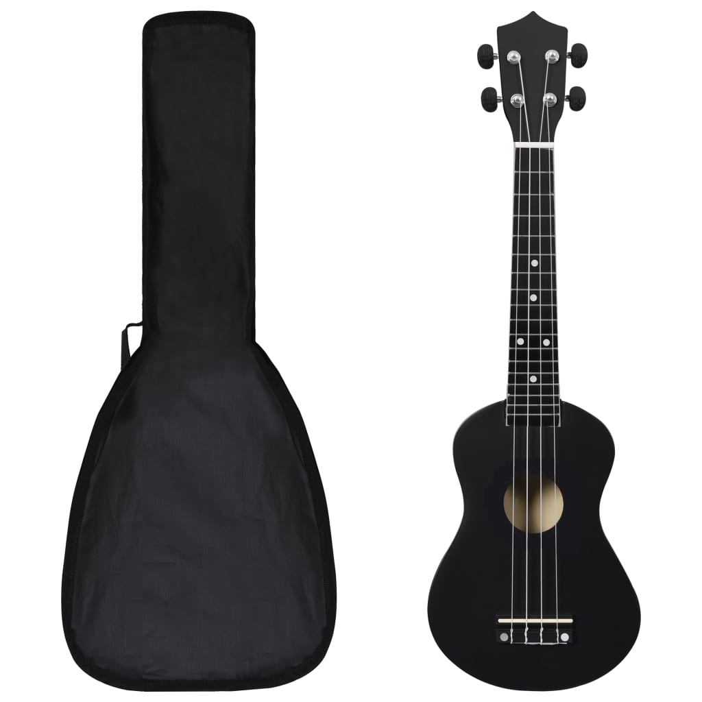 vidaXL Soprano Ukulele Set with Bag for Kids Black 23"