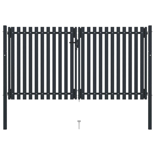 vidaXL Double Door Fence Gate Steel 306x220 cm Anthracite