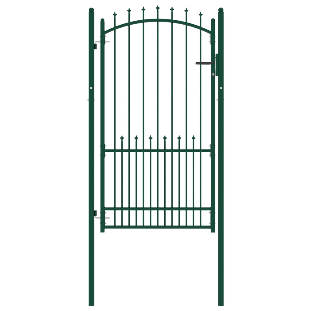 vidaXL Fence Gate with Spikes Steel 100x175 cm Green