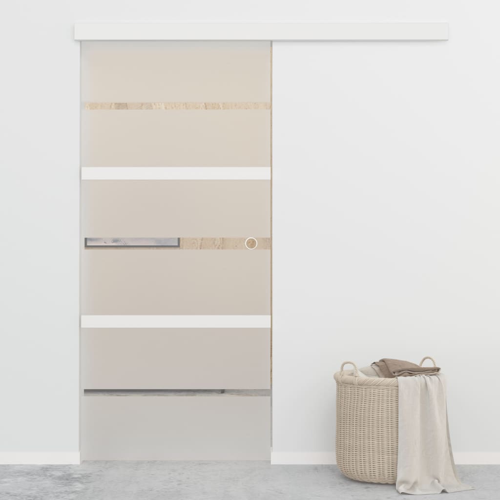 vidaXL Sliding Door ESG Glass and Aluminium 90x205 cm Silver
