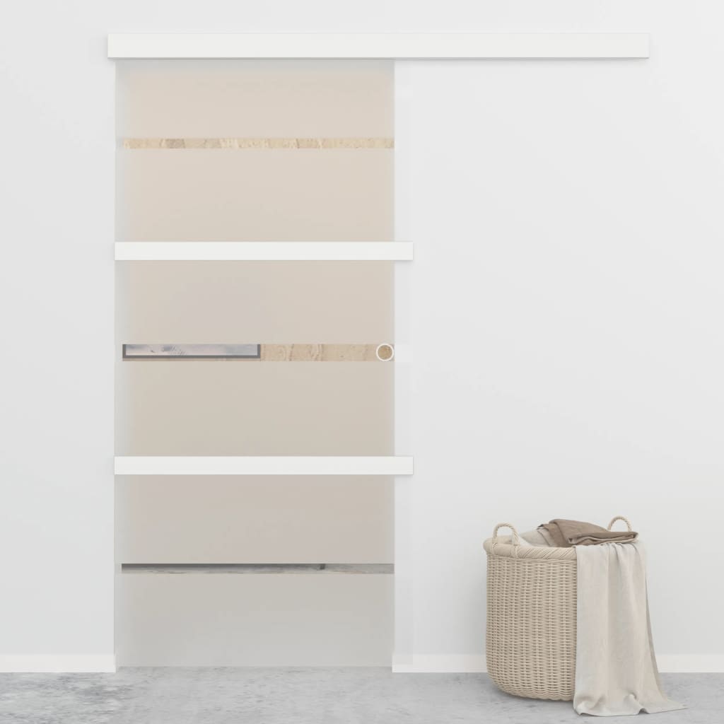 vidaXL Sliding Door with Soft Stops ESG Glass 102.5x205 cm Silver