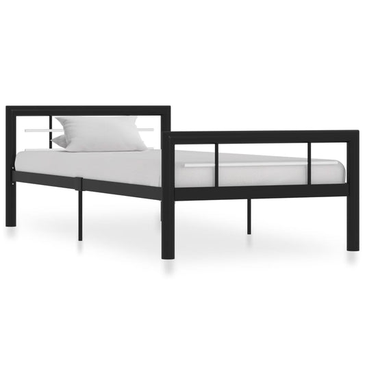 vidaXL Bed Frame Black and White Metal 100x200 cm