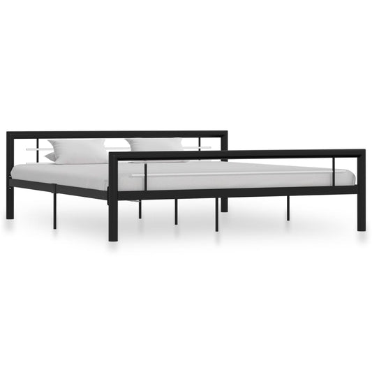 vidaXL Bed Frame Black and White Metal 180x200 cm 6FT Super King