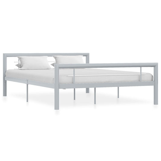 vidaXL Bed Frame Grey and White Metal 120x200 cm