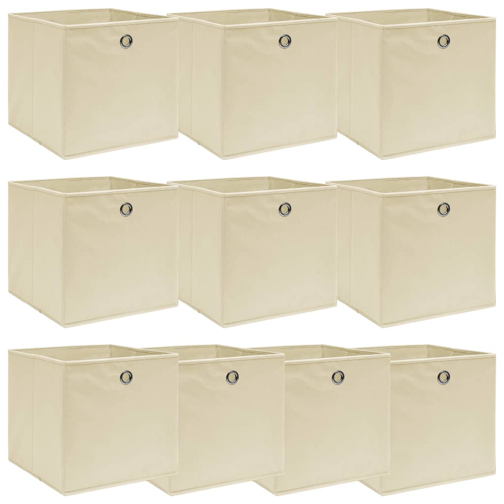 vidaXL Storage Boxes 10 pcs Cream 32x32x32 cm Fabric