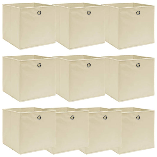 vidaXL Storage Boxes 10 pcs Cream 32x32x32 cm Fabric