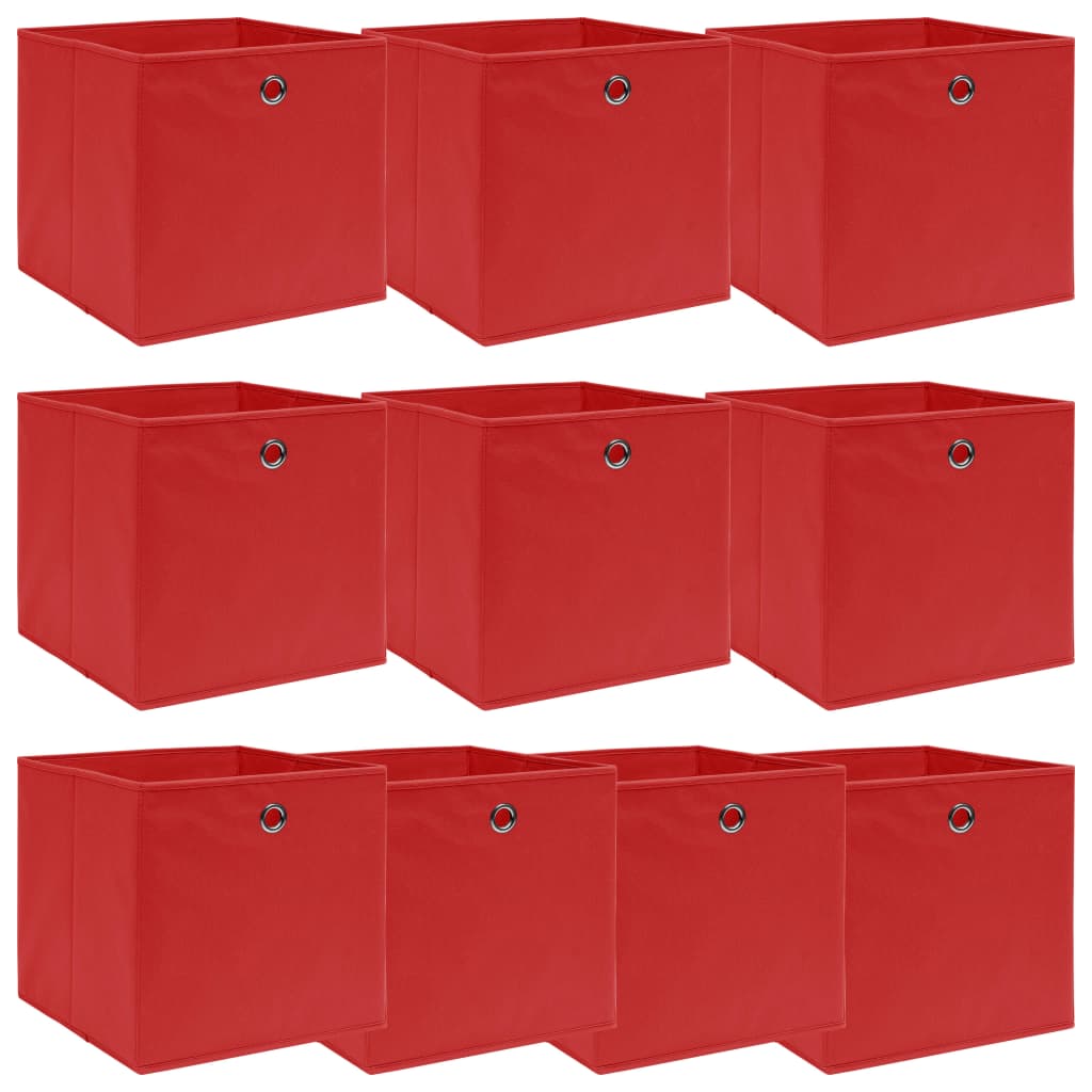 vidaXL Storage Boxes 10 pcs Red 32x32x32 cm Fabric