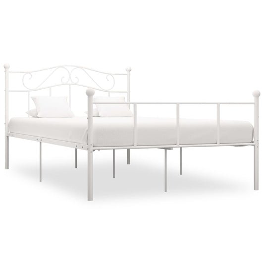 vidaXL Bed Frame White Metal 120x200 cm
