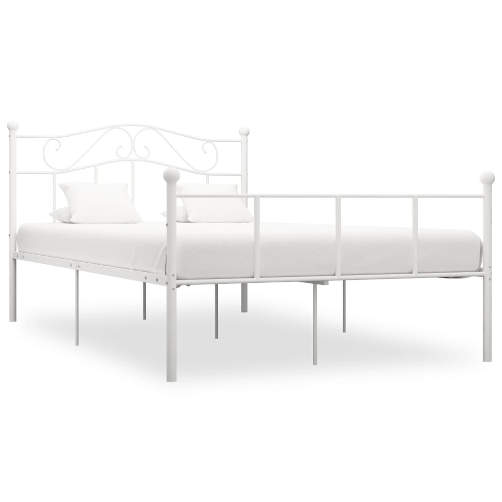 vidaXL Bed Frame White Metal 160x200 cm