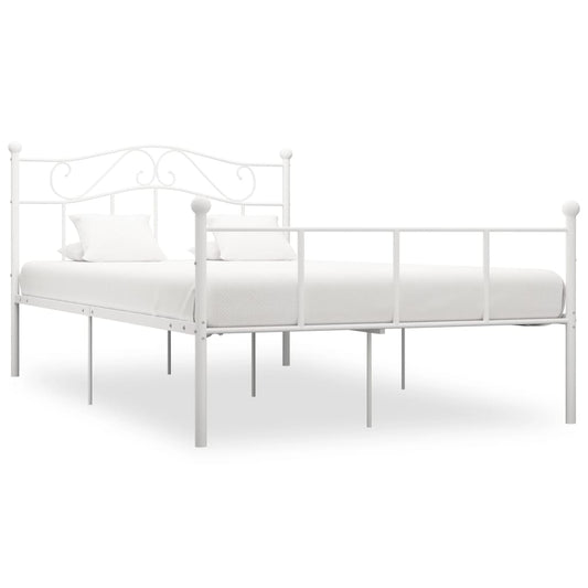 vidaXL Bed Frame White Metal 160x200 cm