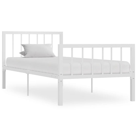 vidaXL Bed Frame White Metal 90x200 cm