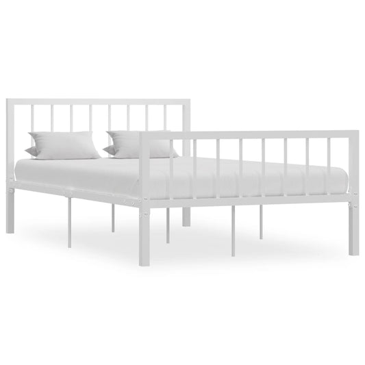 vidaXL Bed Frame White Metal 120x200 cm