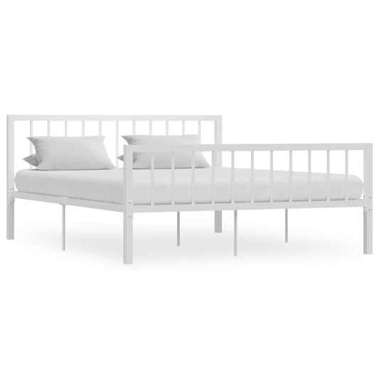 vidaXL Bed Frame White Metal 160x200 cm