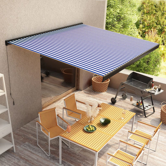 vidaXL Manual Cassette Awning 300x250 cm Blue and White