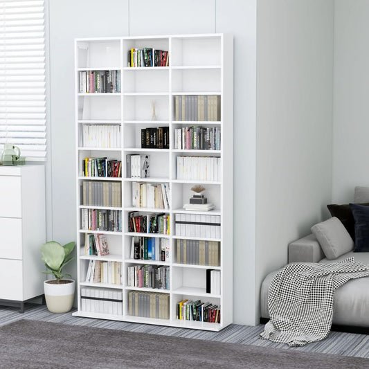 vidaXL CD Cabinet High Gloss White 102x16x177.5 cm Engineered Wood