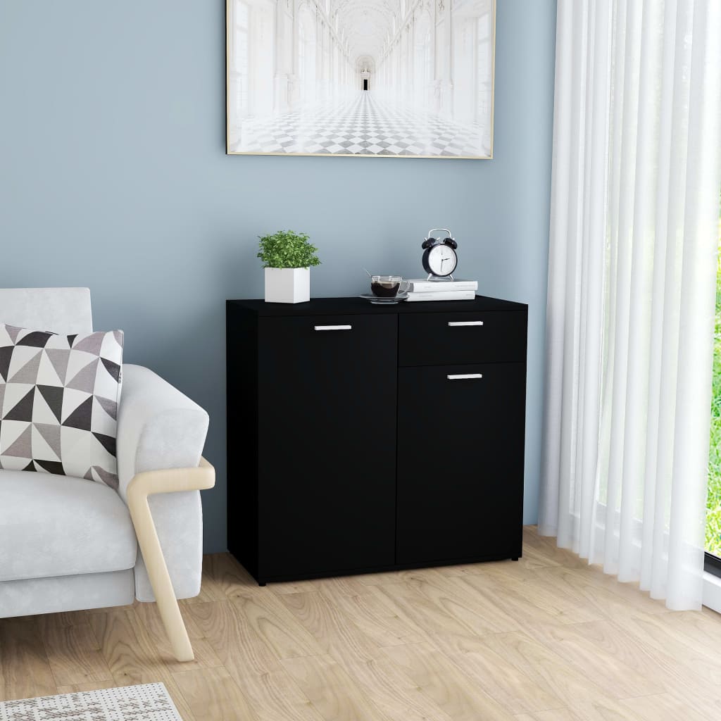 vidaXL Sideboard Black 80x36x75 cm Engineered Wood