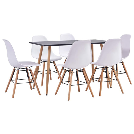 vidaXL 7 Piece Dining Set Plastic White