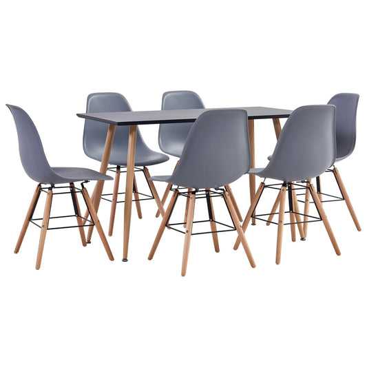 vidaXL 7 Piece Dining Set Plastic Grey