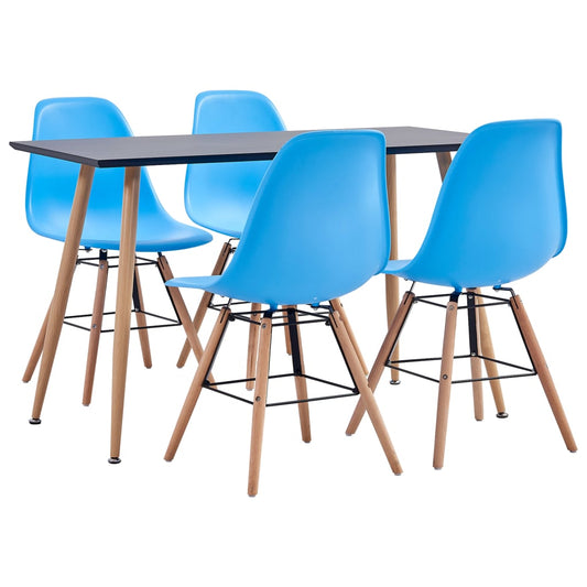 vidaXL 5 Piece Dining Set Plastic Blue