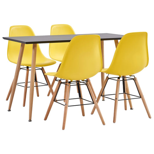 vidaXL 5 Piece Dining Set Plastic Yellow