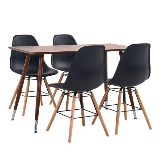 vidaXL 5 Piece Dining Set Plastic Black