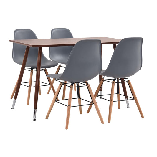 vidaXL 5 Piece Dining Set Plastic Grey