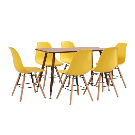 vidaXL 7 Piece Dining Set Plastic Yellow