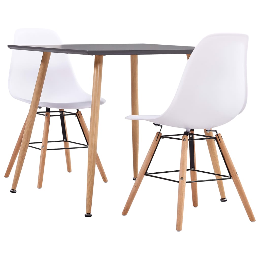 vidaXL 3 Piece Dining Set Plastic White