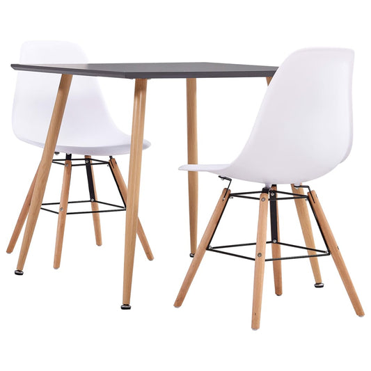 vidaXL 3 Piece Dining Set Plastic White