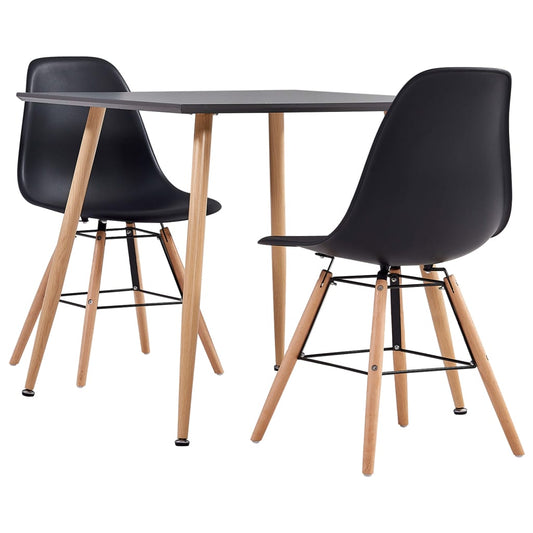 vidaXL 3 Piece Dining Set Plastic Black