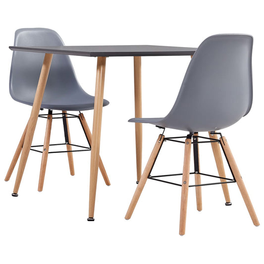 vidaXL 3 Piece Dining Set Plastic Grey
