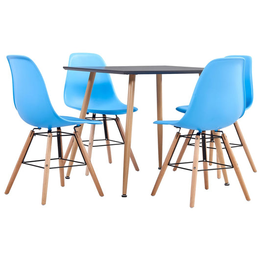 vidaXL 5 Piece Dining Set Plastic Blue