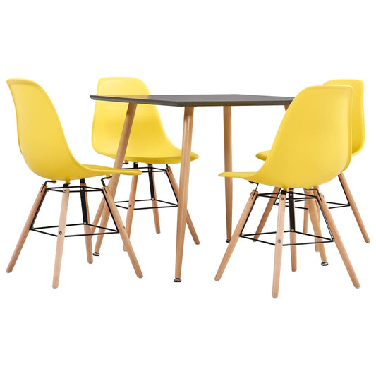 vidaXL 5 Piece Dining Set Plastic Yellow