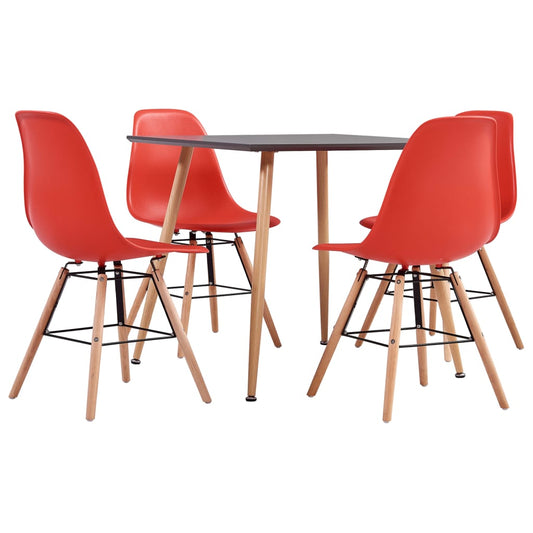 vidaXL 5 Piece Dining Set Plastic Red
