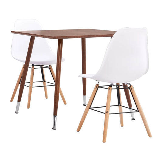 vidaXL 3 Piece Dining Set Plastic White