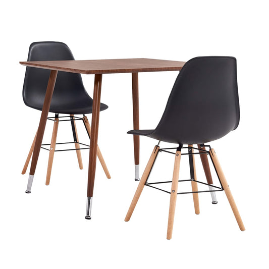 vidaXL 3 Piece Dining Set Plastic Black