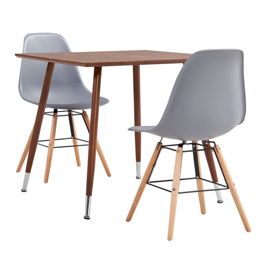 vidaXL 3 Piece Dining Set Plastic Grey