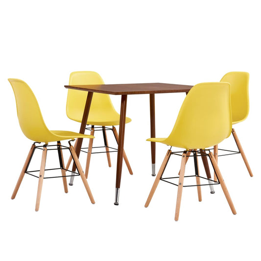 vidaXL 5 Piece Dining Set Plastic Yellow