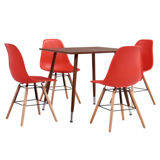 vidaXL 5 Piece Dining Set Plastic Red
