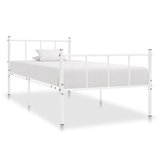 vidaXL Bed Frame White Metal 90x200 cm
