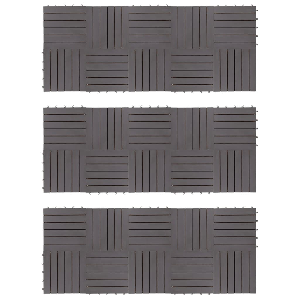 vidaXL Decking Tiles 30 pcs Grey Wash 30x30 cm Solid Acacia Wood