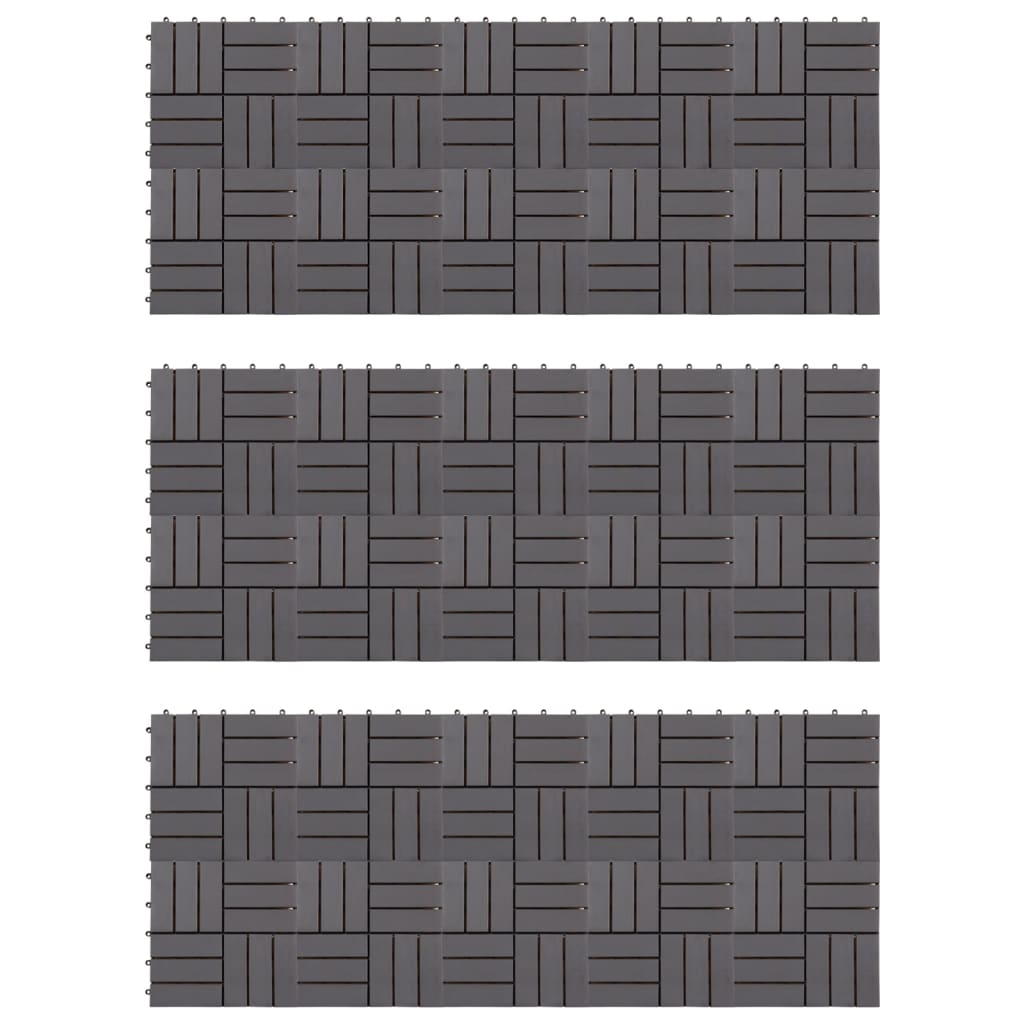 vidaXL Decking Tiles 30 pcs Grey Wash 30x30 cm Solid Acacia Wood