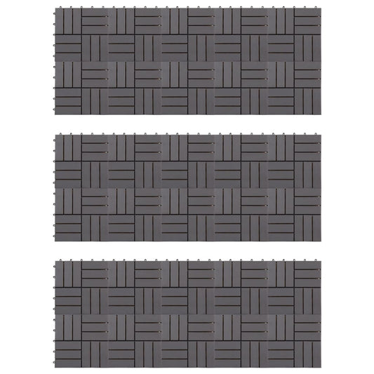 vidaXL Decking Tiles 30 pcs Grey Wash 30x30 cm Solid Acacia Wood