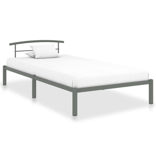 vidaXL Bed Frame Grey Metal 90x200 cm