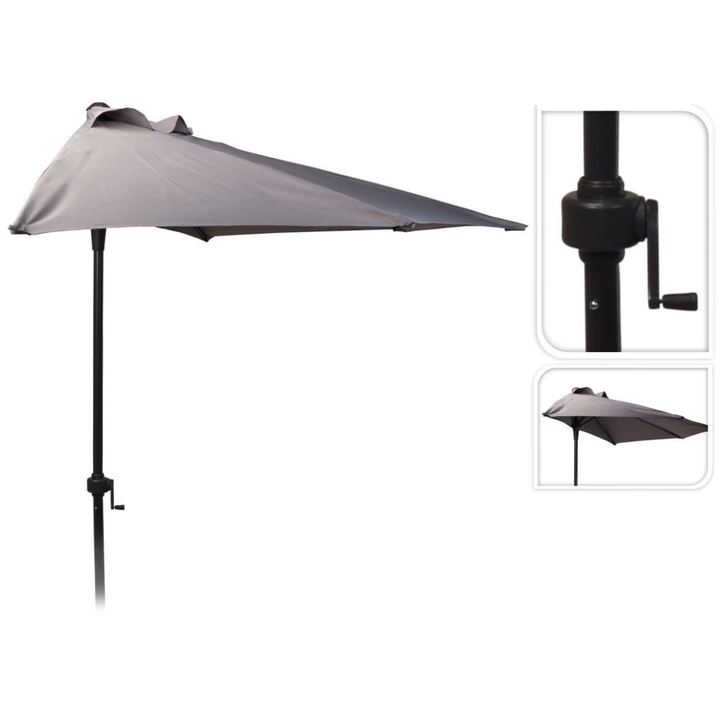 ProGarden Parasol 250 cm Half Round Light Grey