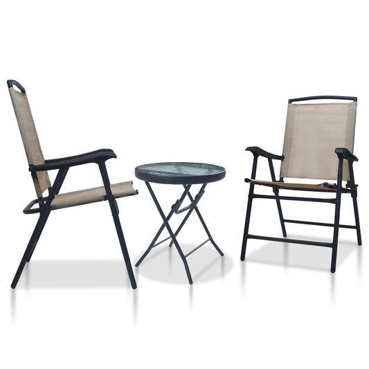 vidaXL 3 Piece Bistro Set Taupe Steel